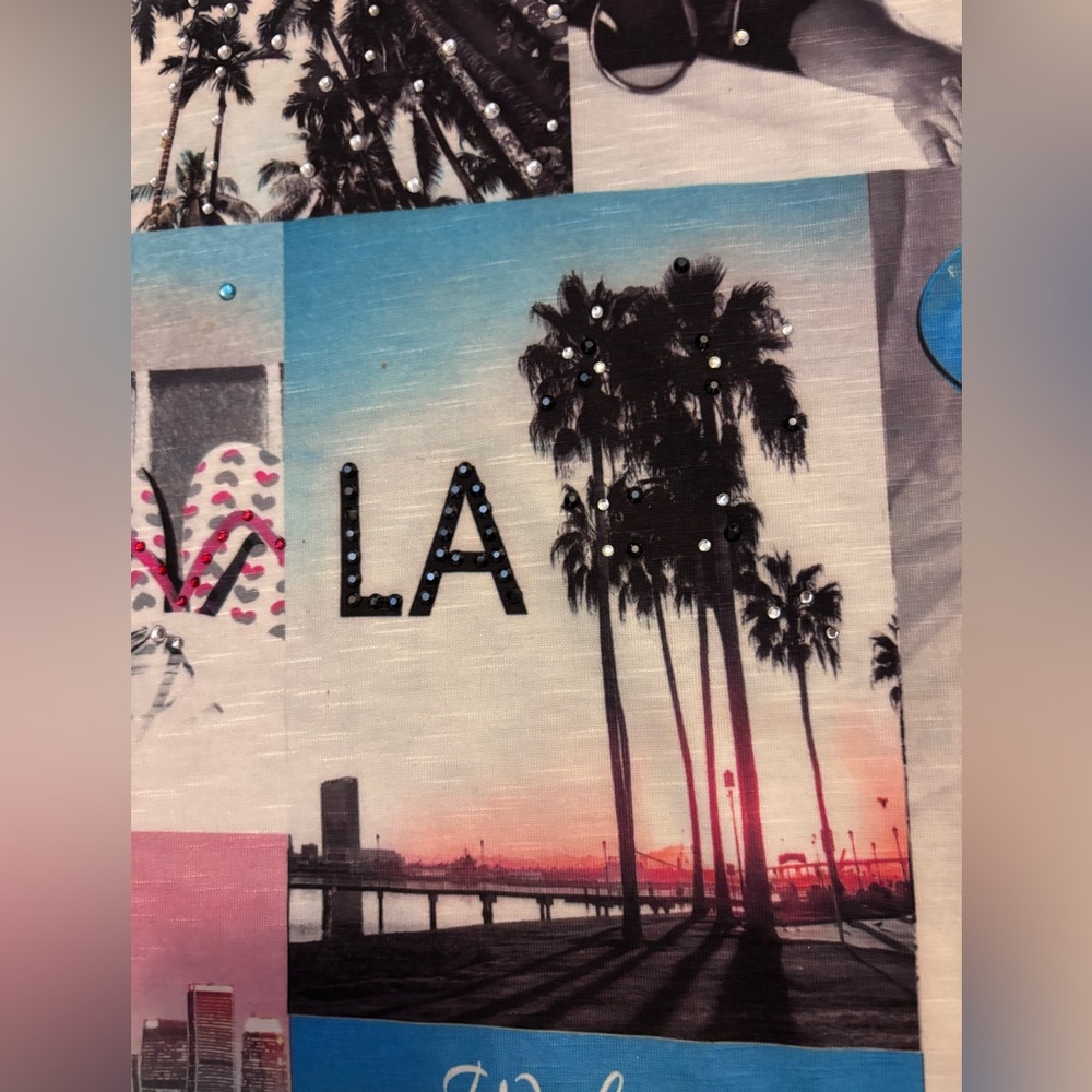 Style & CO LA Themed Graphic Tee with Fringe and sparkly gems! - Picture 16 of 16
